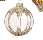 Amber/pink beaded glass baubles