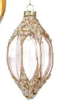 Amber/pink beaded glass baubles