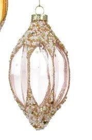 Amber/pink beaded glass baubles