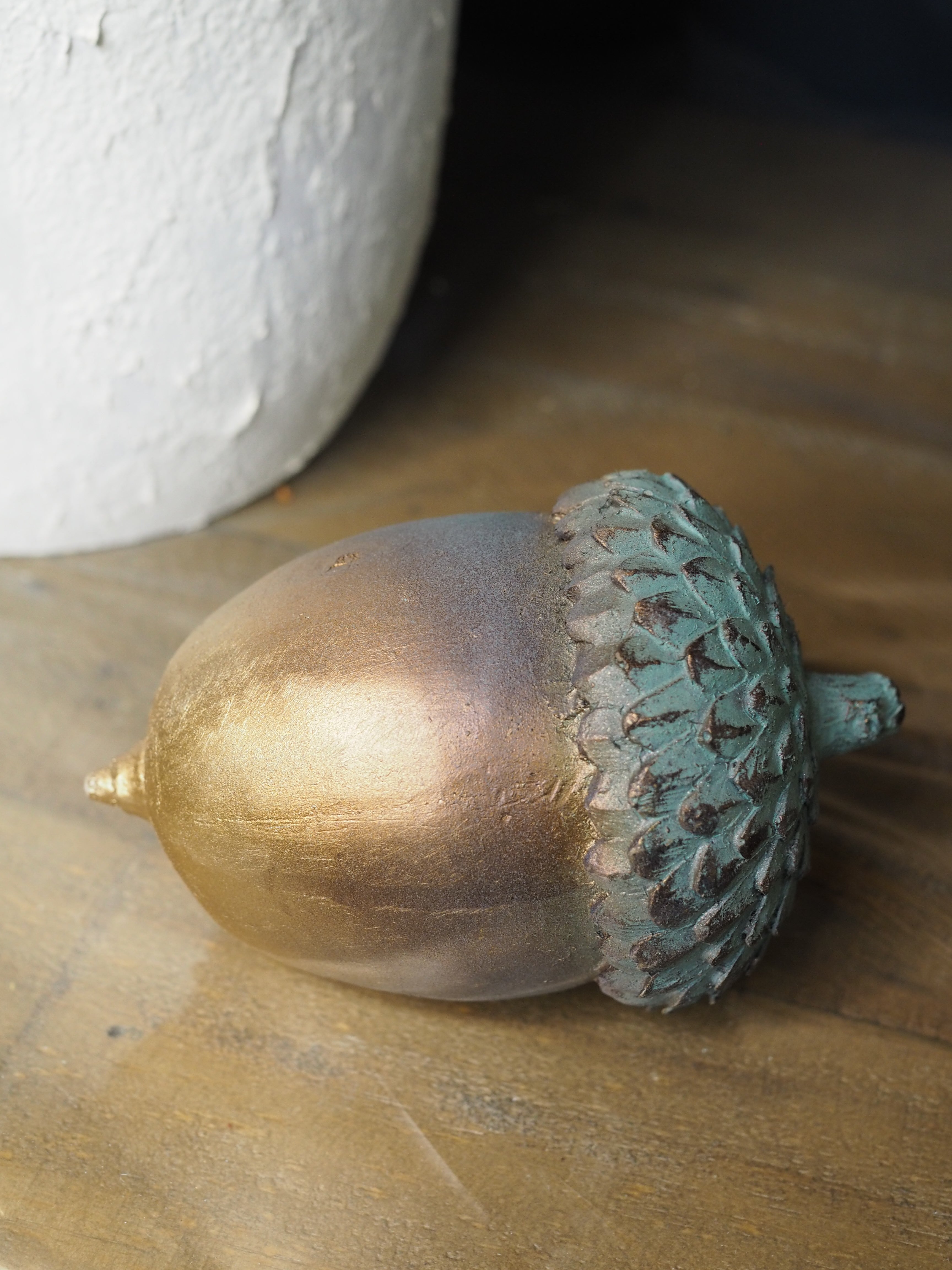 Small verdigris acorn