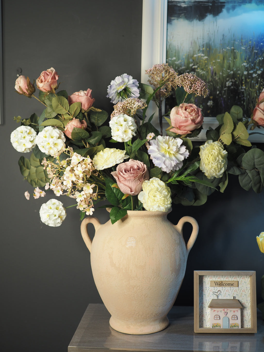 Terracotta rustic handled vase