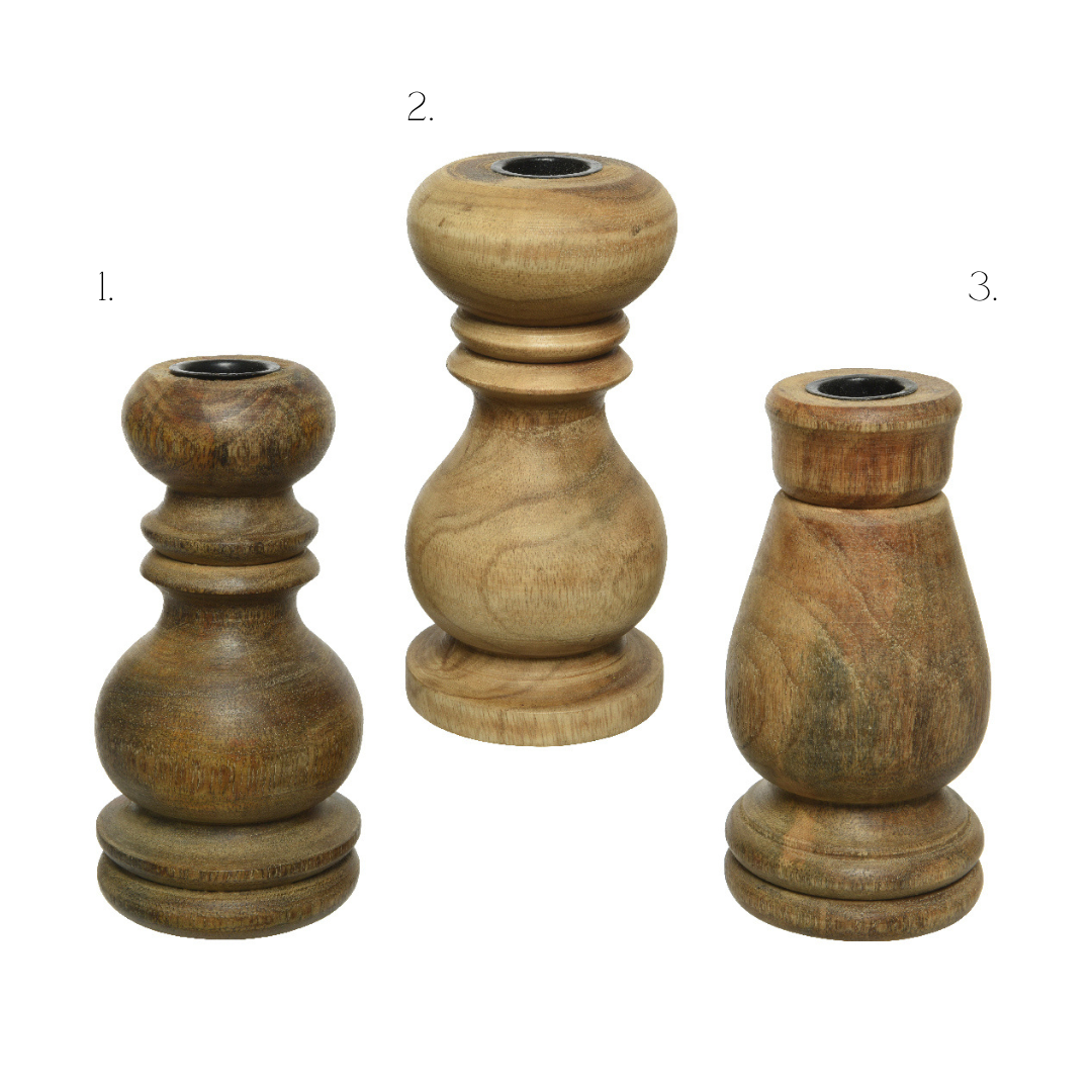 Mangowood dinner candle stick (3 styles)