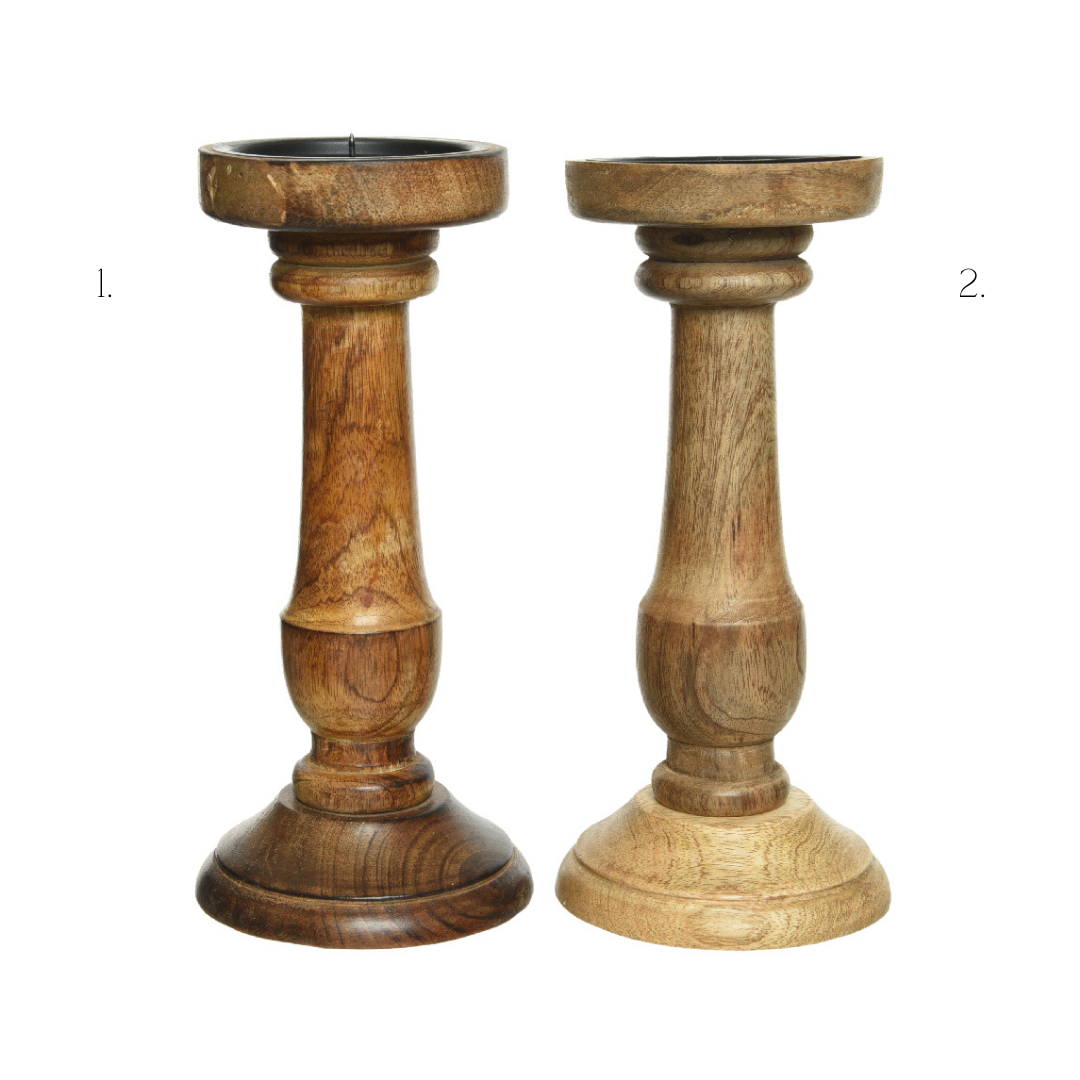 Tall mangowood candle stick (2 styles)