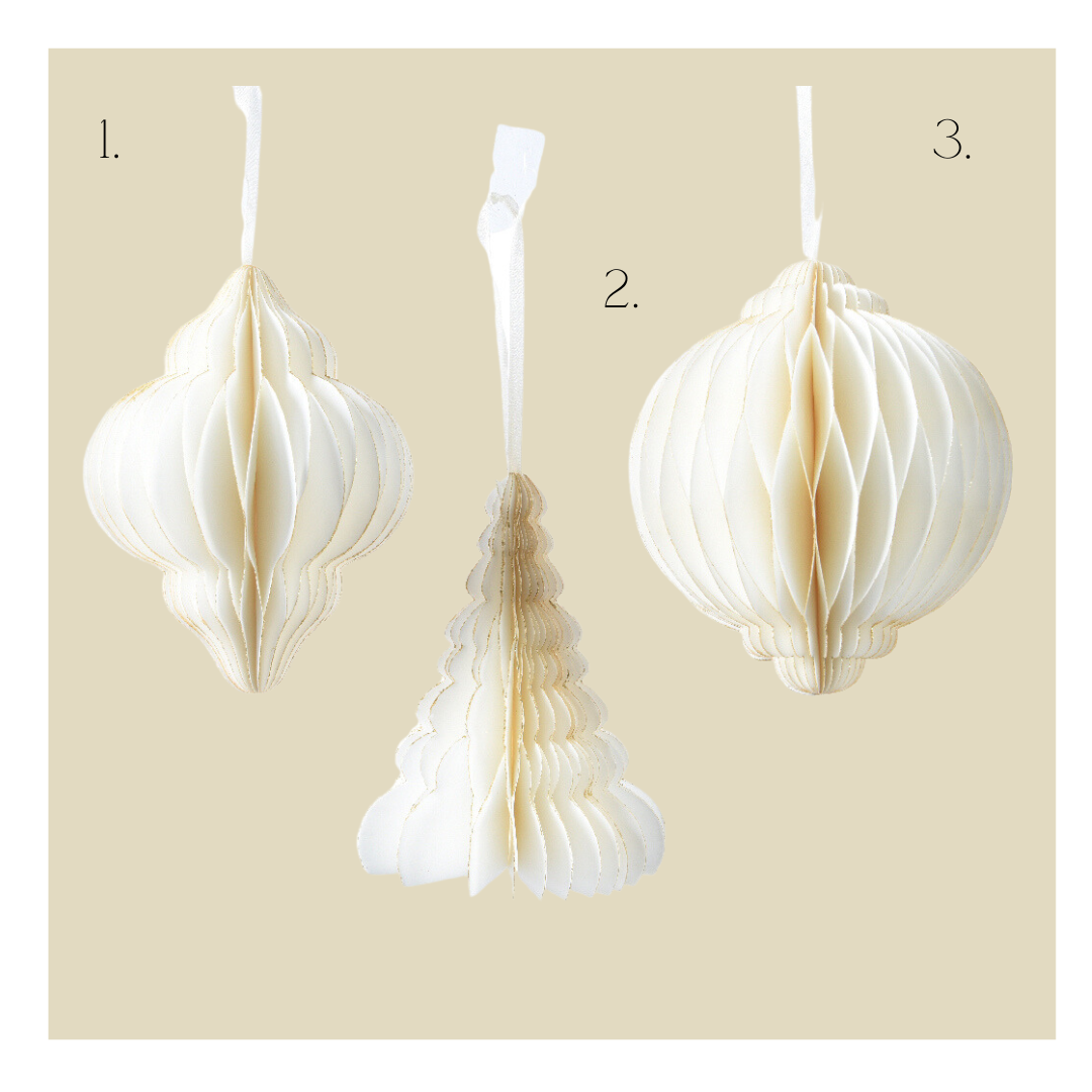 Paper eco-friendly large hanging dec in winter white