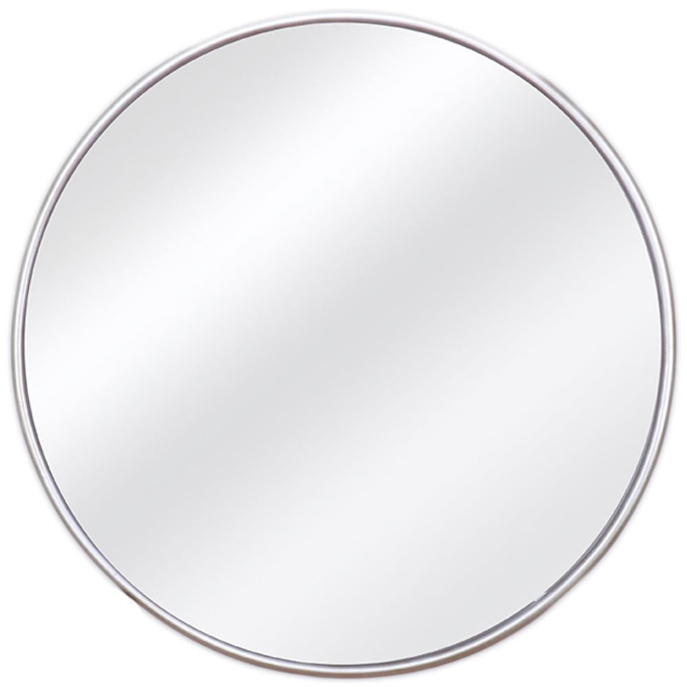 Round silver wall mirror