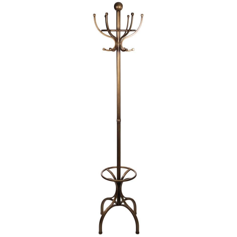 Antique brass coat and hat stand