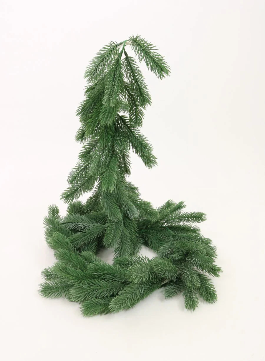 Green flocked spruce garland