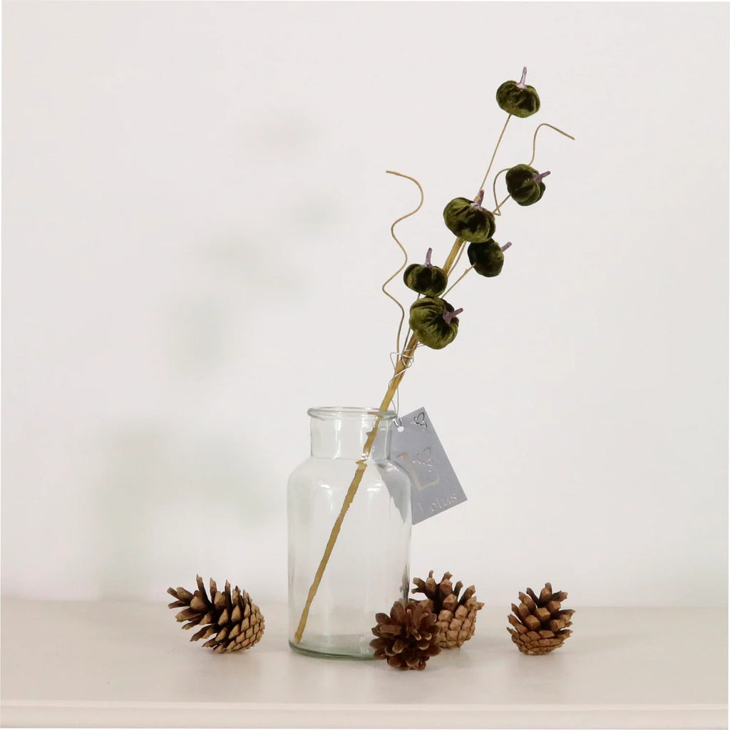 Mini dark green velvet pumpkin spray