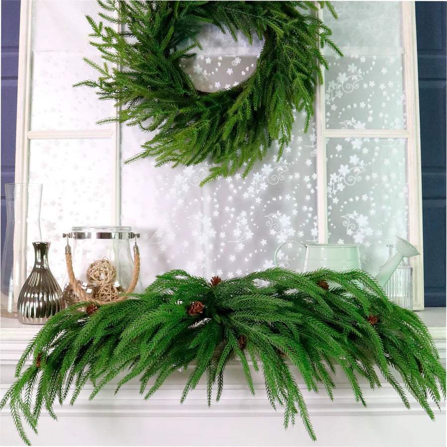 Real touch weeping Norfolk Pine swag
