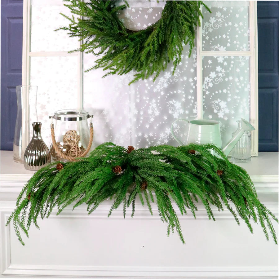 Real touch weeping Norfolk Pine swag