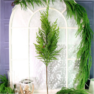Natural green real touch Norfolk pine spray (100cm)
