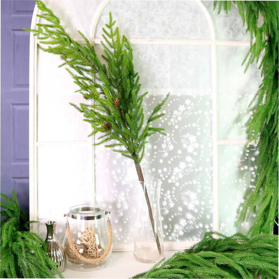 Natural green real touch Norfolk pine spray (100cm)