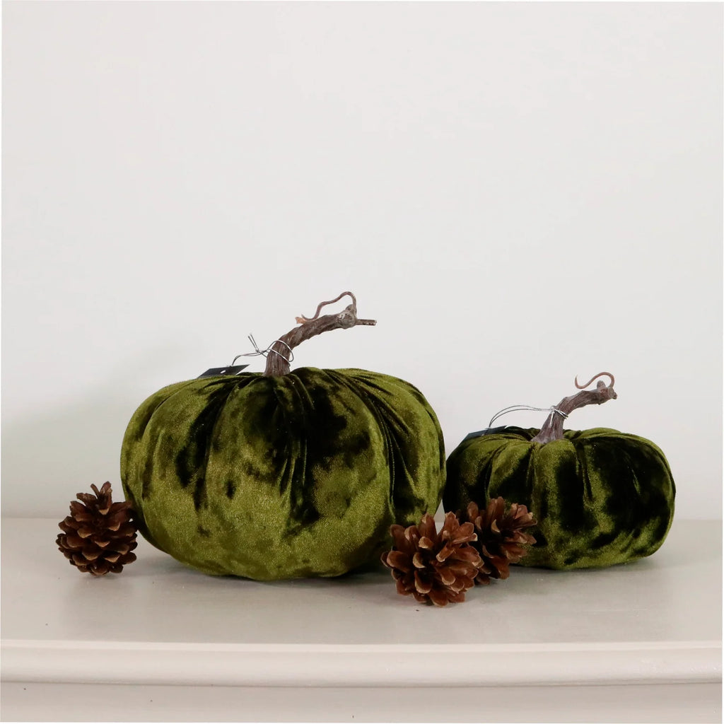 Dark green velvet pumpkin large