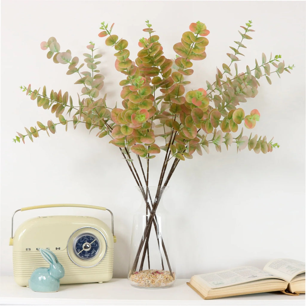 Pink & green printed eucalyptus spray