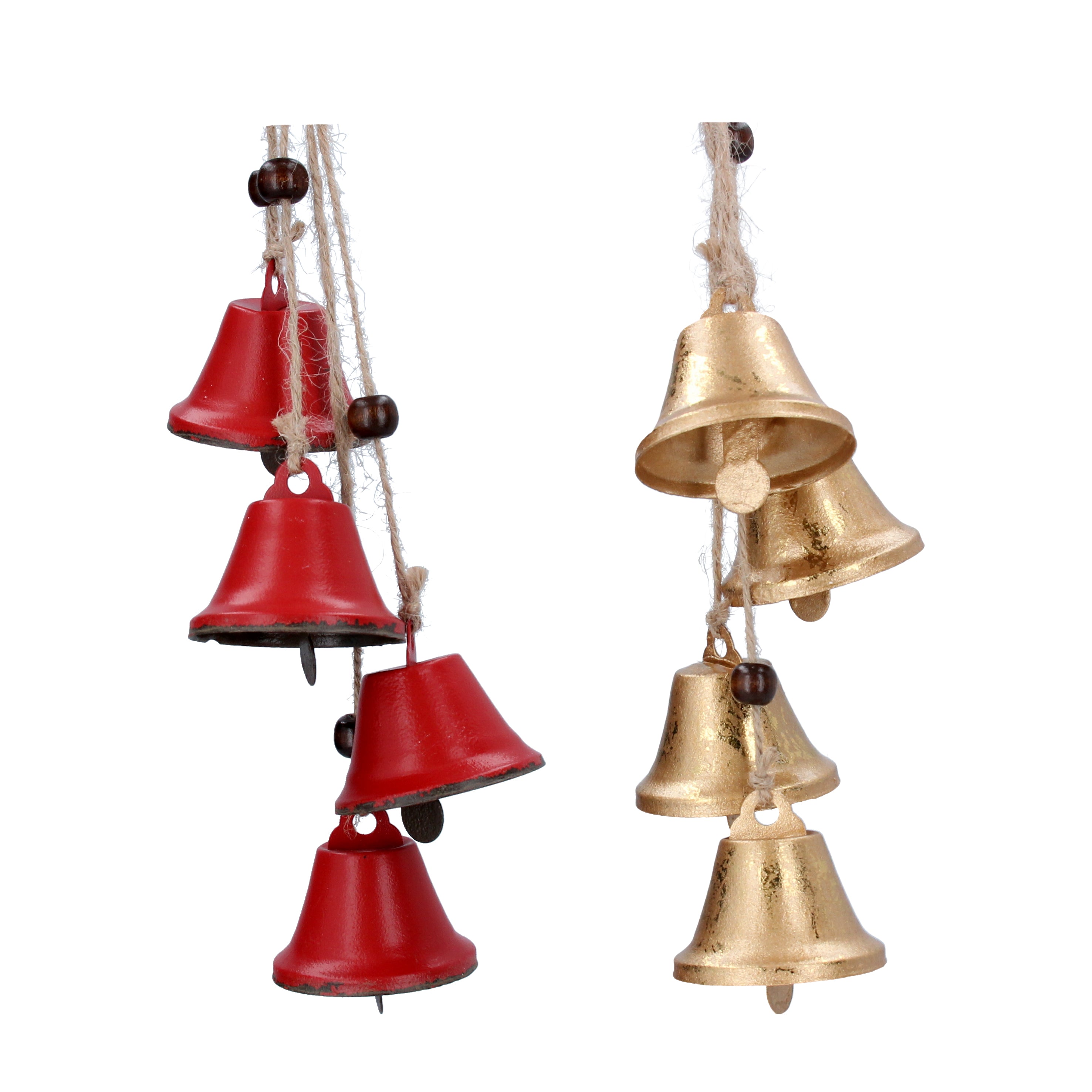 Red/gold tin cluster of bells