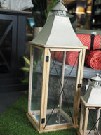 Firwood lantern with metal crossing