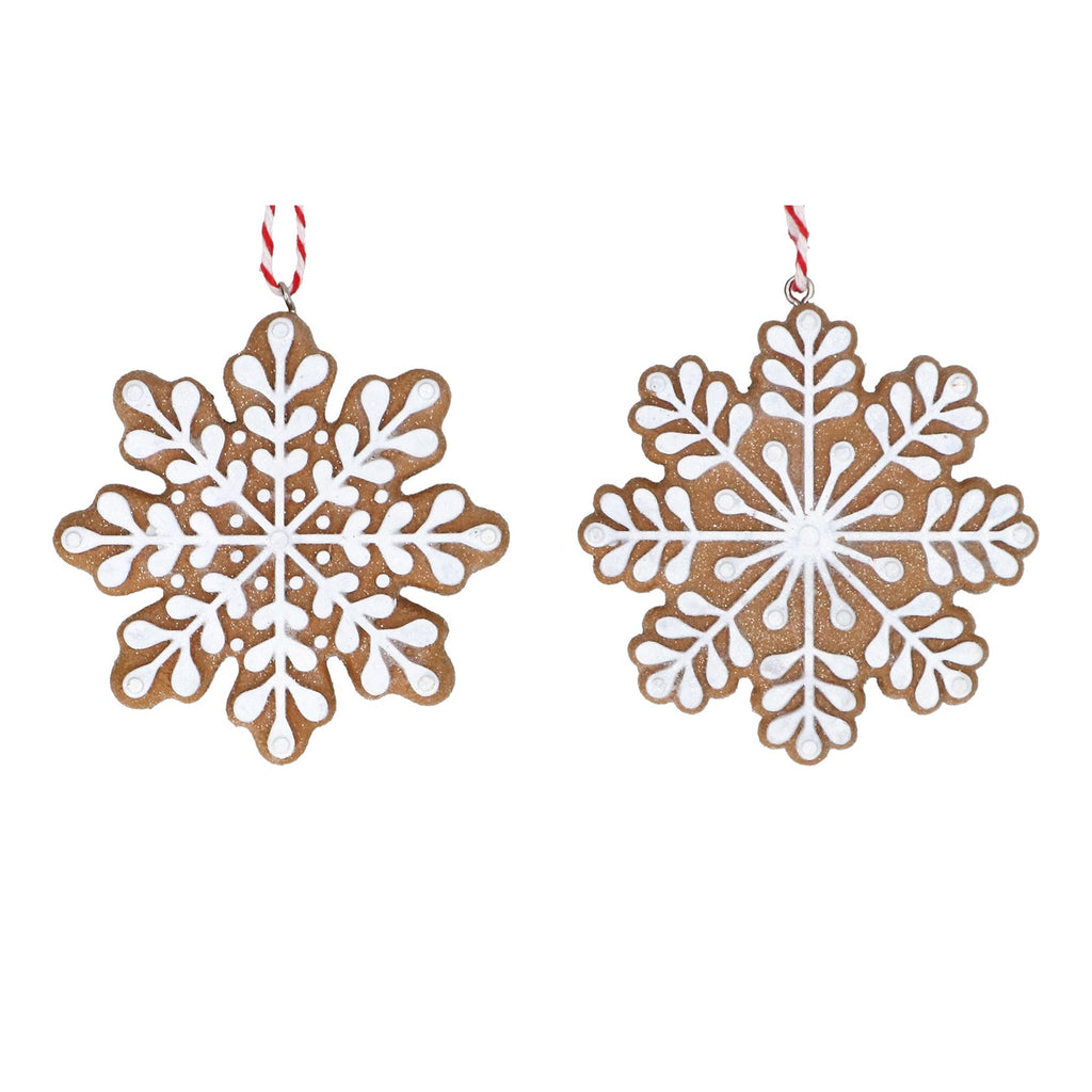 Gingerbread snowflake hanging decs