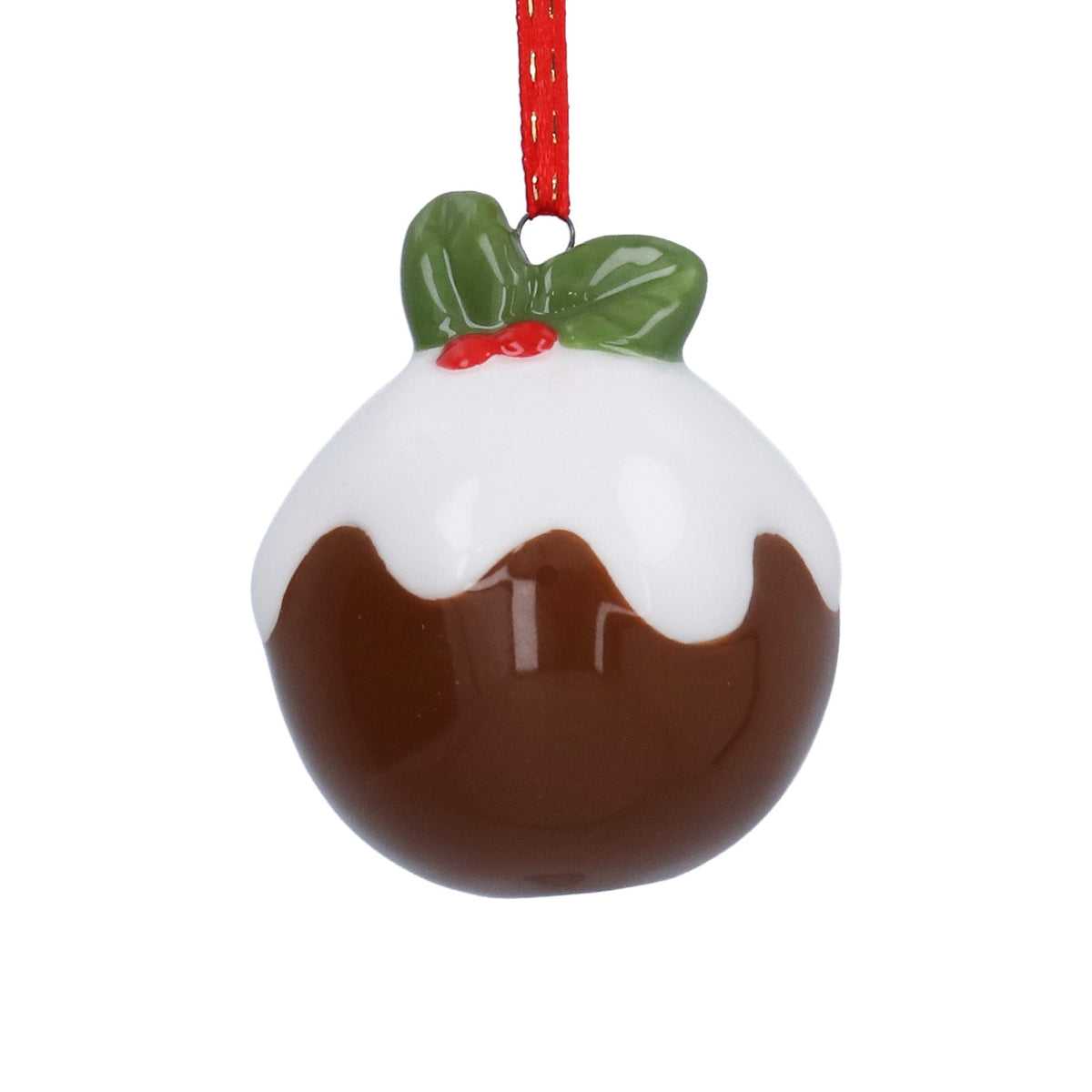 Ceramic Christmas pudding hanging dec