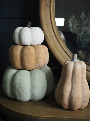 Pale orange tall ceramic pumpkin (Small)