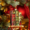 Stack of Christmas books in style of a little house