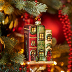 Stack of Christmas books in style of a little house