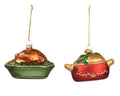 Christmas turkey/turkey pie glass hanging ornament