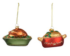 Christmas turkey/turkey pie glass hanging ornament