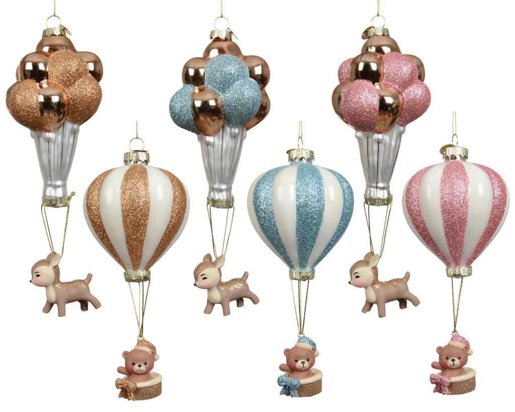 New baby hot air balloon glass hanging decoration