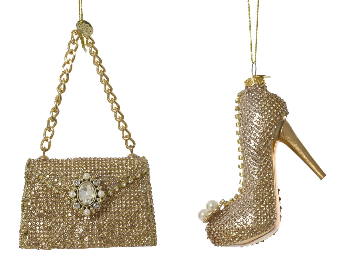 Diamond encrusted handbag/shoe glass hanging decoration