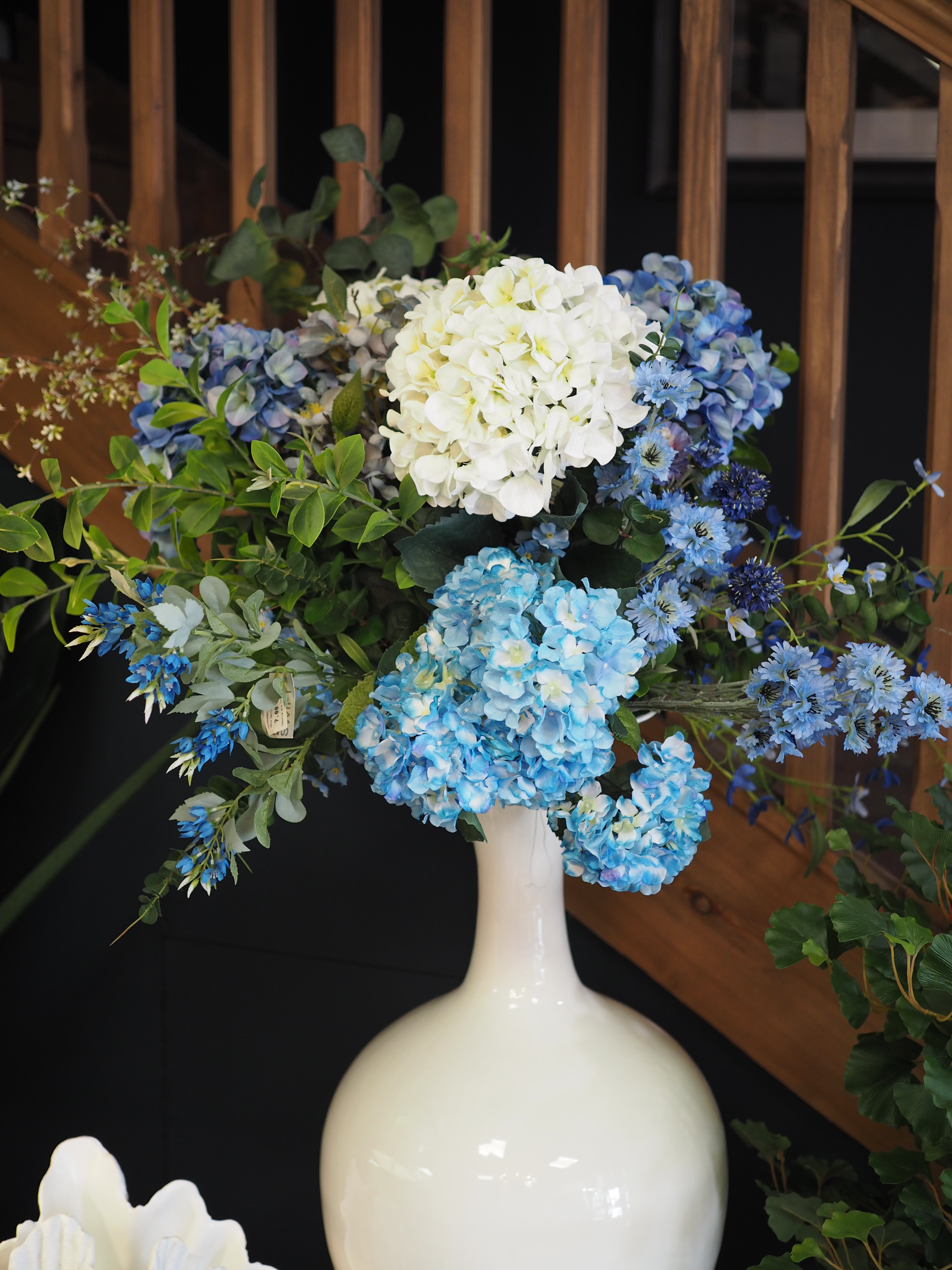 Large blue & cream hydrangea bouquet