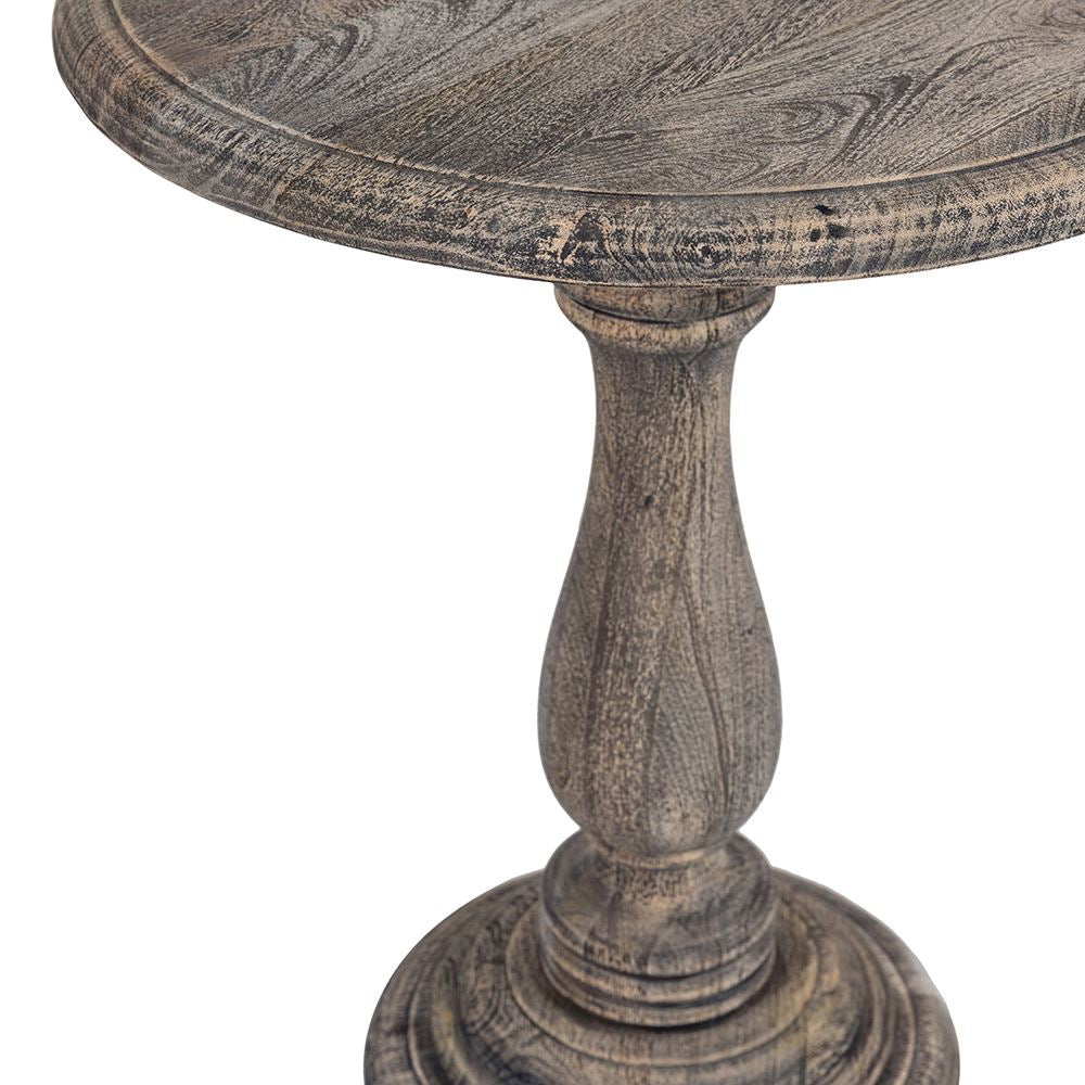 Rustic wood round side table