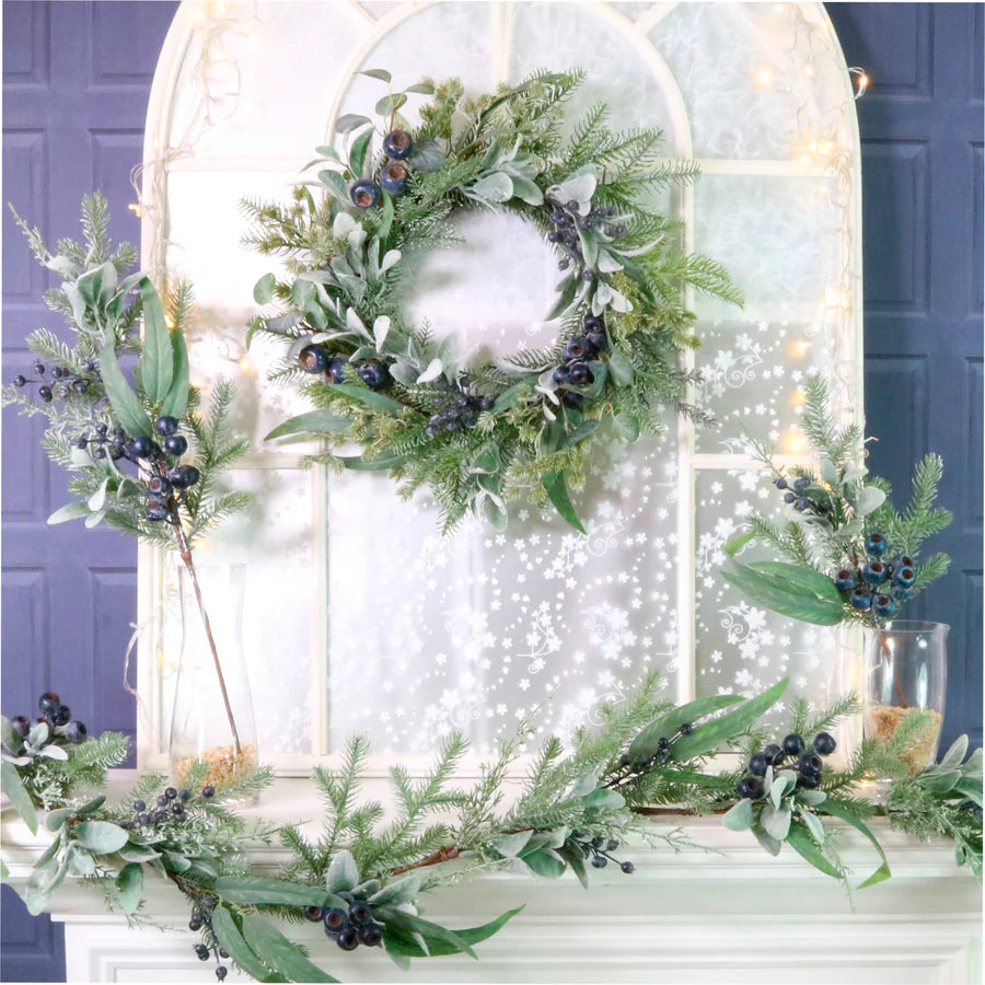 Winter premium garland in blue