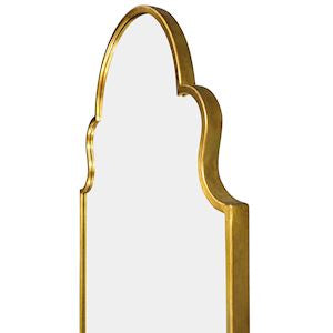 Gold framed mirror with scalloped top