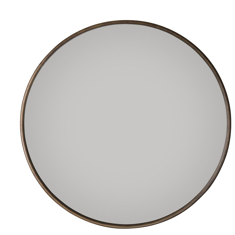 Large round antique brass mirror 120cm