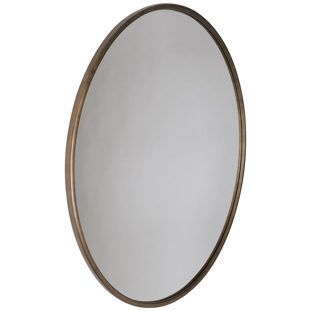 Large round antique brass mirror 120cm