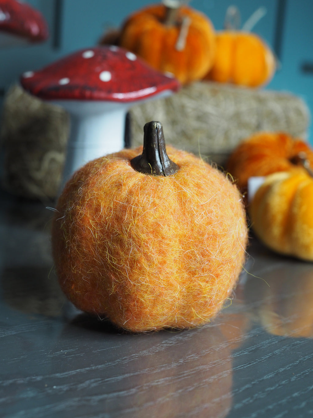 Orange felt pumpkin