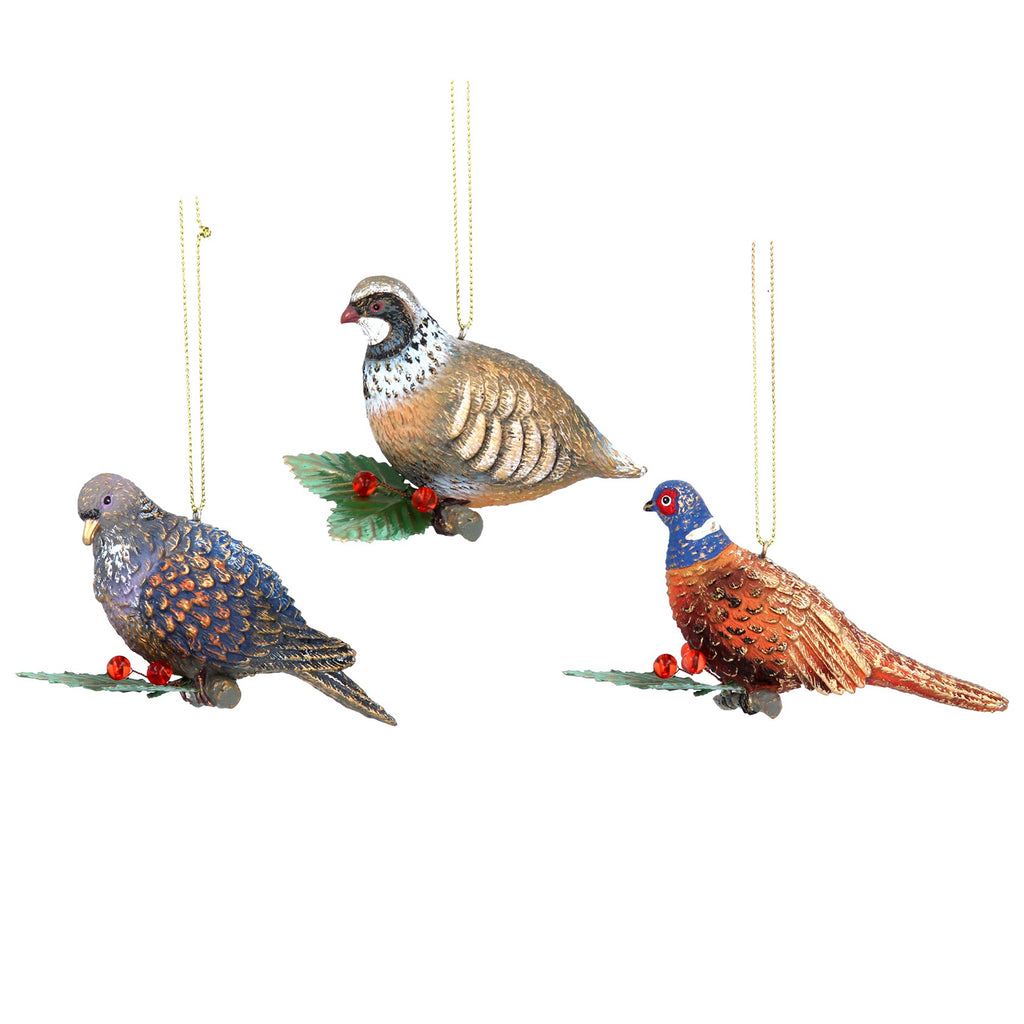 Festive birds hanging decs (3 styles)