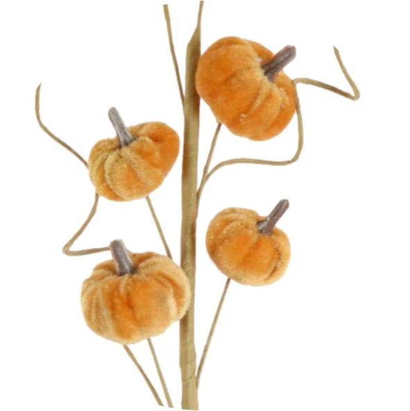 Sunset orange mini velvet pumpkin spray