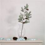 Frosted white berry & pine cone pick