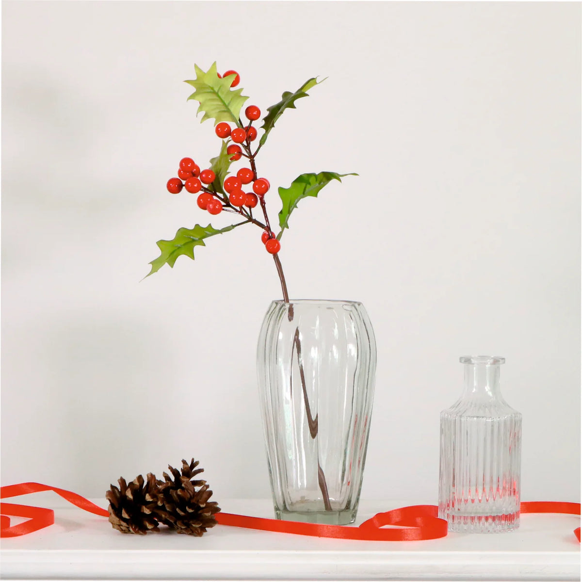 Winter holly berry stem