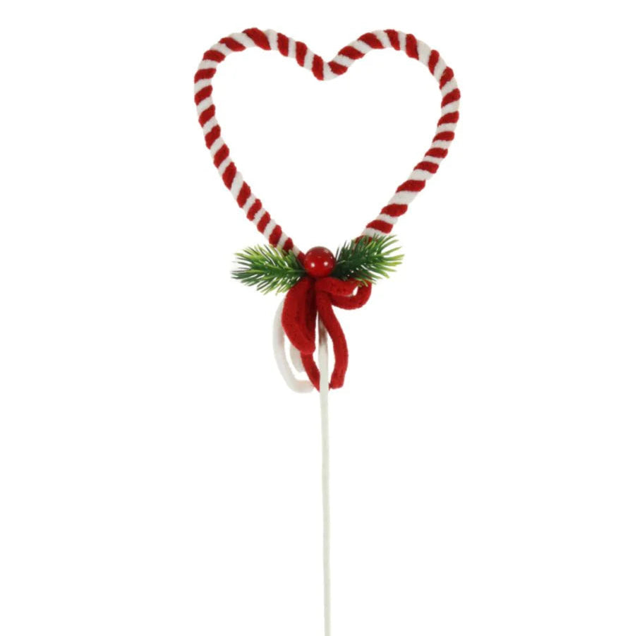 Christmas Candy Cane heart pick