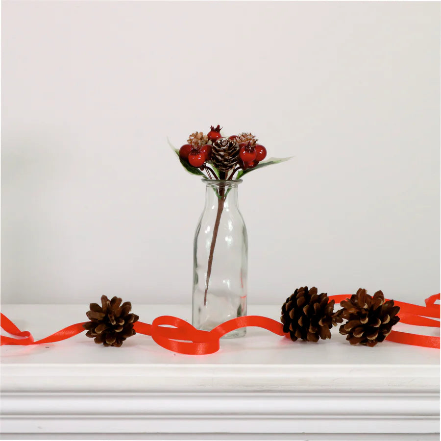 Glossy berry and mini pinecone pick