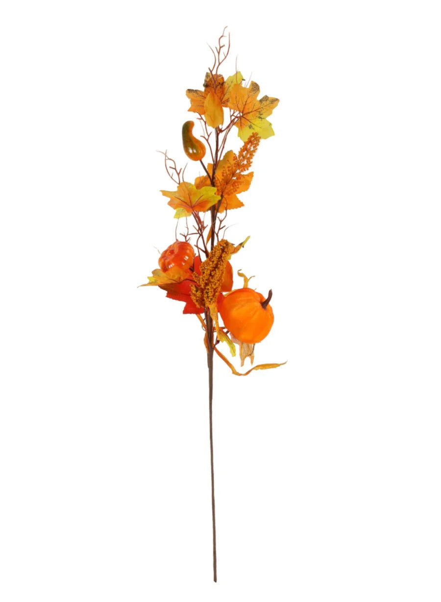 Mixed pumpkin and leaf spray