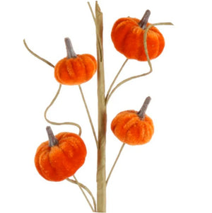Burnt orange mini velvet pumpkin spray
