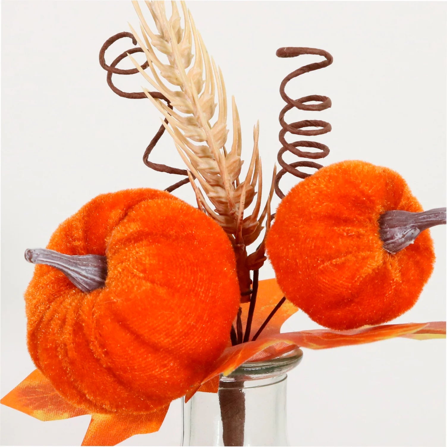 Orange velvet pumpkin pick
