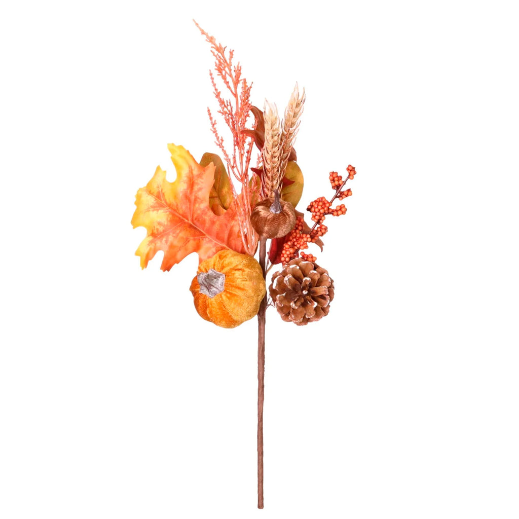 Autumn leaves, pumpkins & pinecone spray