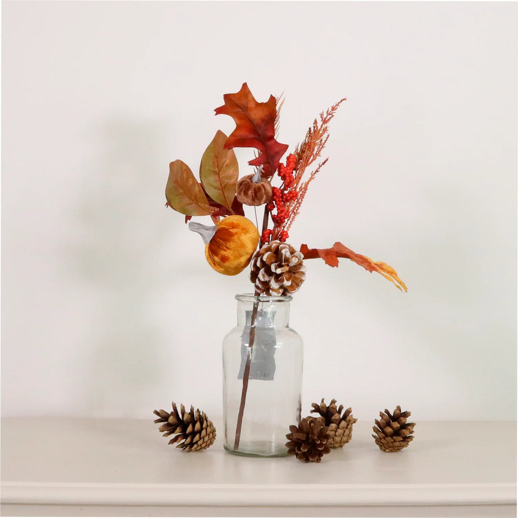Autumn leaves, pumpkins & pinecone spray