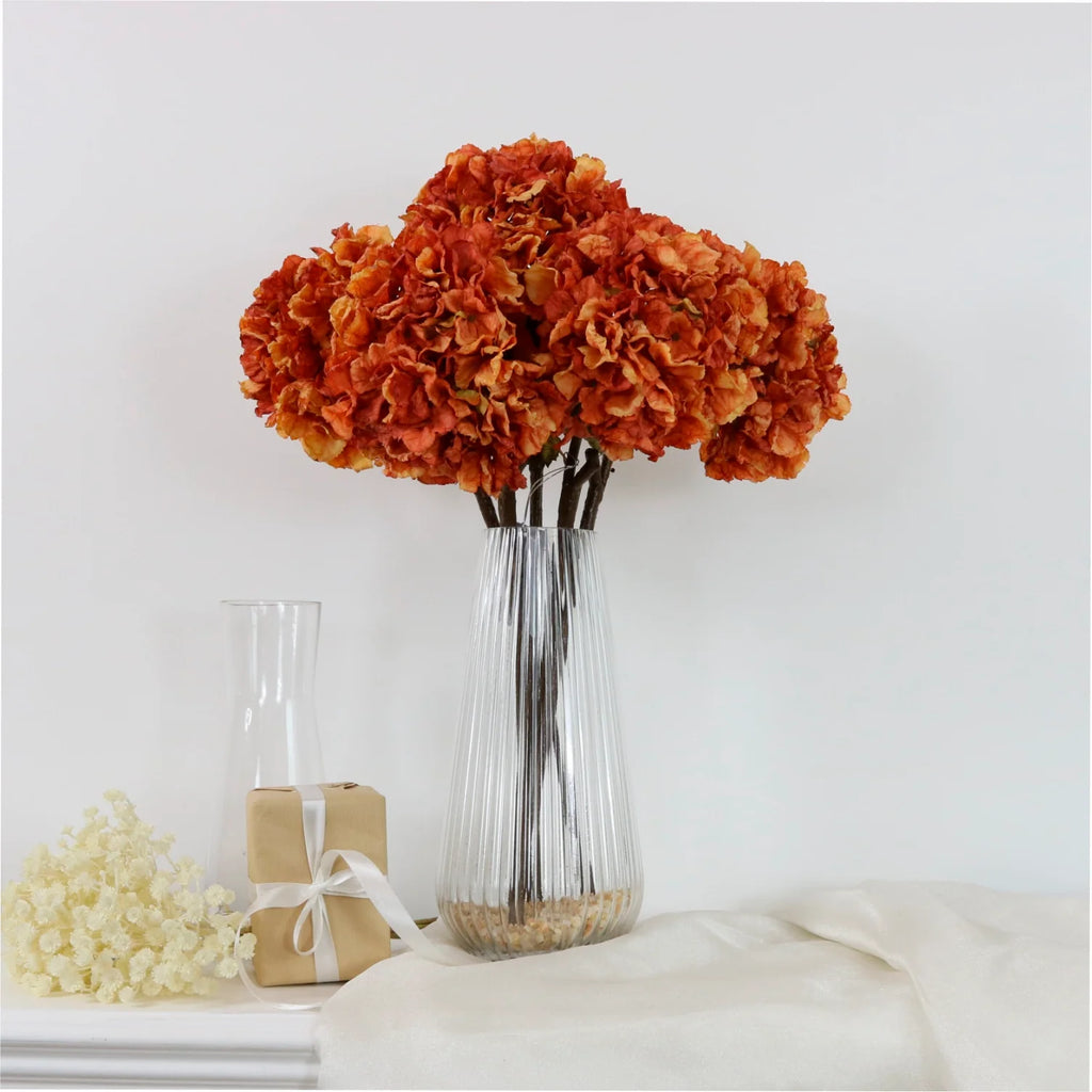 Burnt orange dried touch ruffled hydrangea