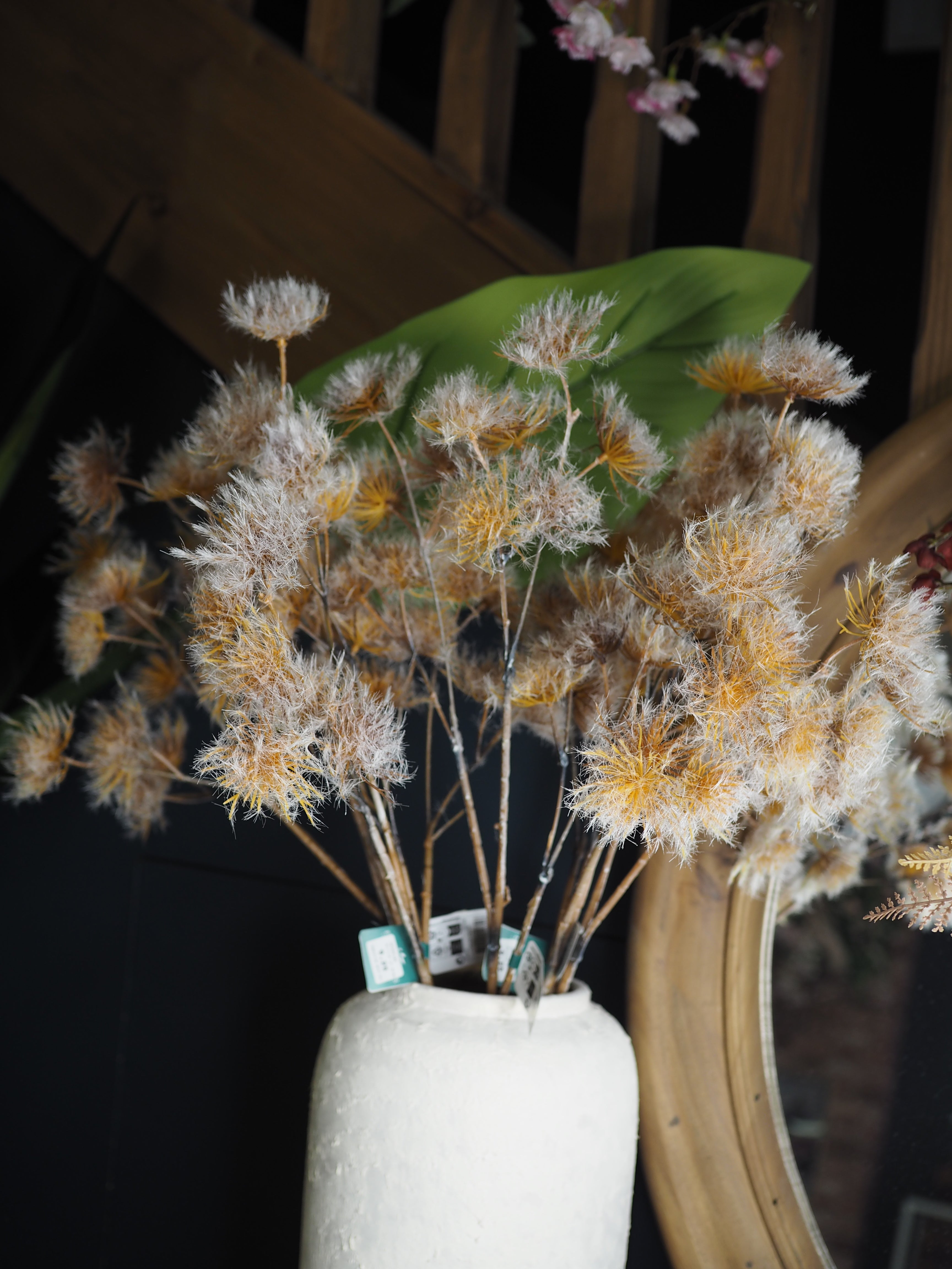 Tall Winter allium stem with flocked finish