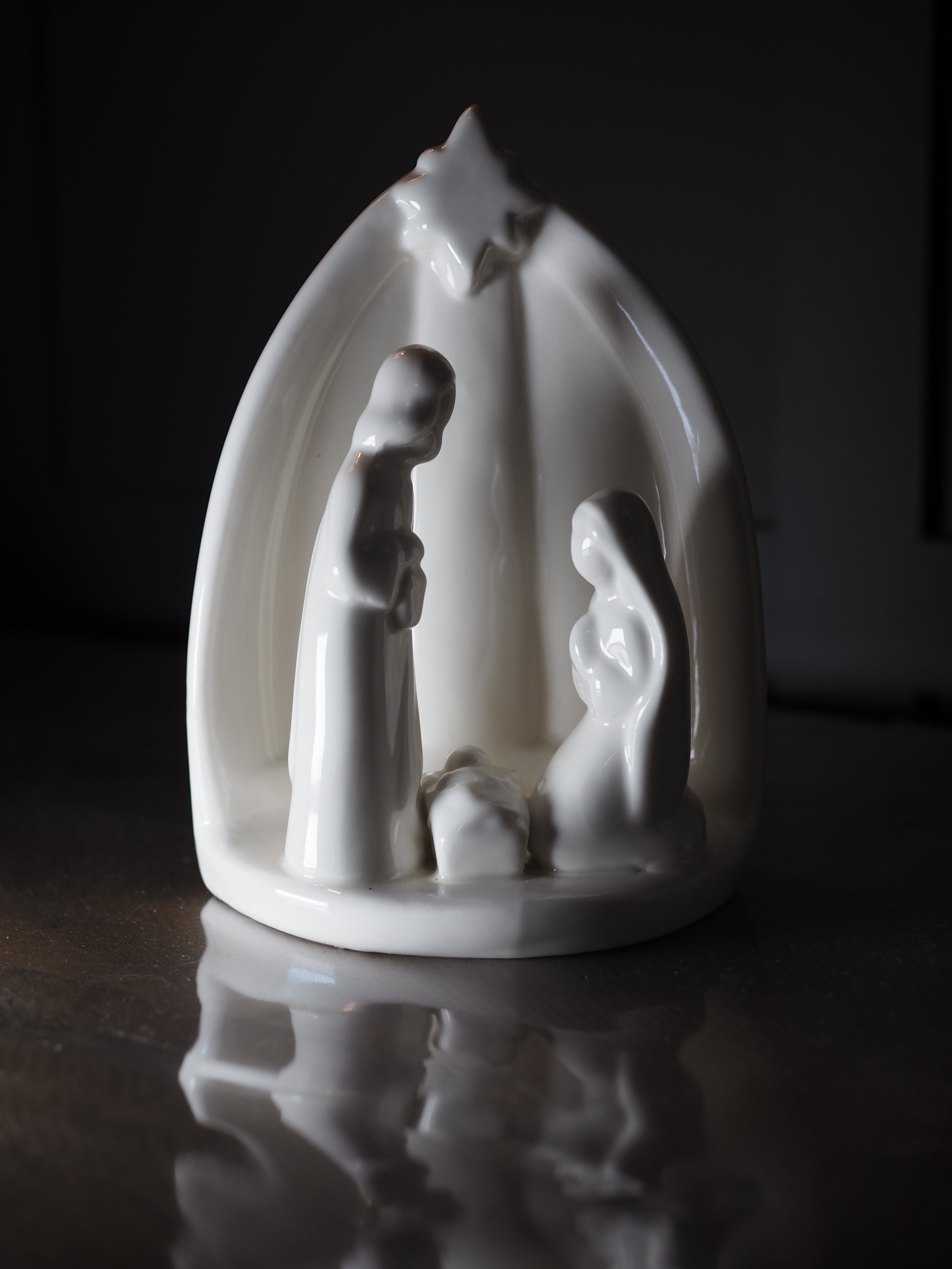 White ceramic nativity